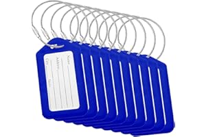 BlueCosto 10x Blue Luggage Tags for Suitcases Travel Bag Tag Suitcase Baggage Name Label