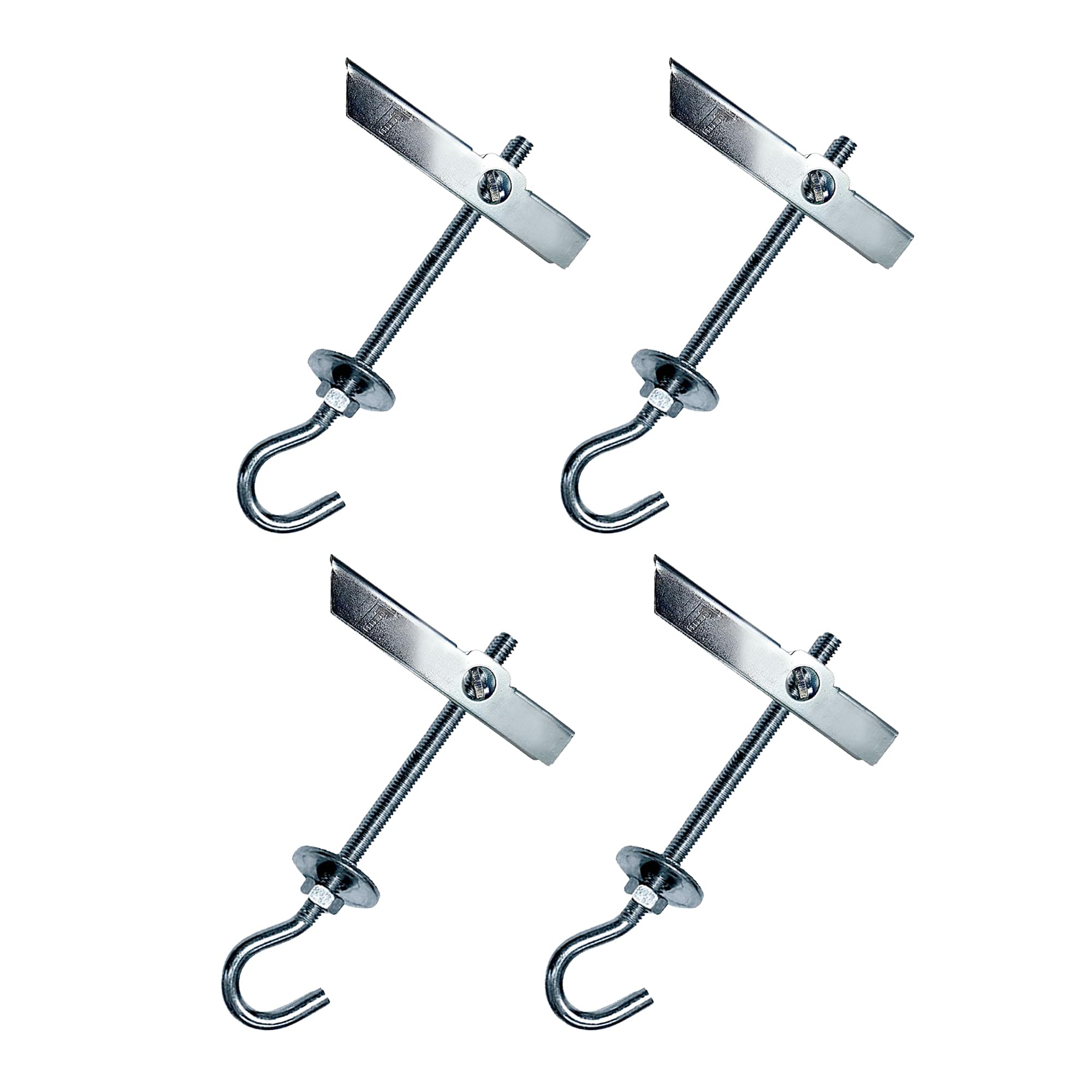 DOJA Industrial | Toggle Hook Bolts M6 | Pack 4 | Toggle Dowel Hooks Fastening for Drywall/Cavity/Hollow Wall | Steel Ceiling Hooks for Hanging Plants | Screw Hook Anchor for Plasterboard Fixings