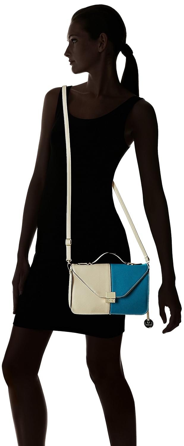 diana korr women's sling bag (beige and blue) (dk59sgrn)