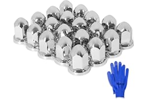HQALTY 20Pcs Lug Nut Covers 33mm Bullet Flanged ABS Chrome Plastic Anti-Rust Push-on Nut Covers for Semi Trucks