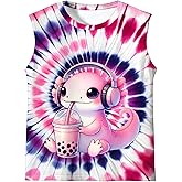 WSFQRJN Kids Tie Dye Tank Tops for Boys and Girls Childrens Outfit Clothes Sleeveless Shirts Hippies Tees for 5-14 Years