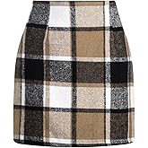Scacto Women's Casual High Waist Plaid Skirt Bodycon Pencil Wool Mini Skirts