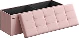 SONGMICS MAZIE Storage Ottoman Bench 110 cm Folding Foot Rest Jelly Pink