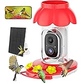 Hummingbird Feeder with Camera, Smart Hummingbird Feeder Camera Solar Powered with AI Identify, Auto Capture Bird Videos & Motion Detection, Ideal Gift for Bird Lovers