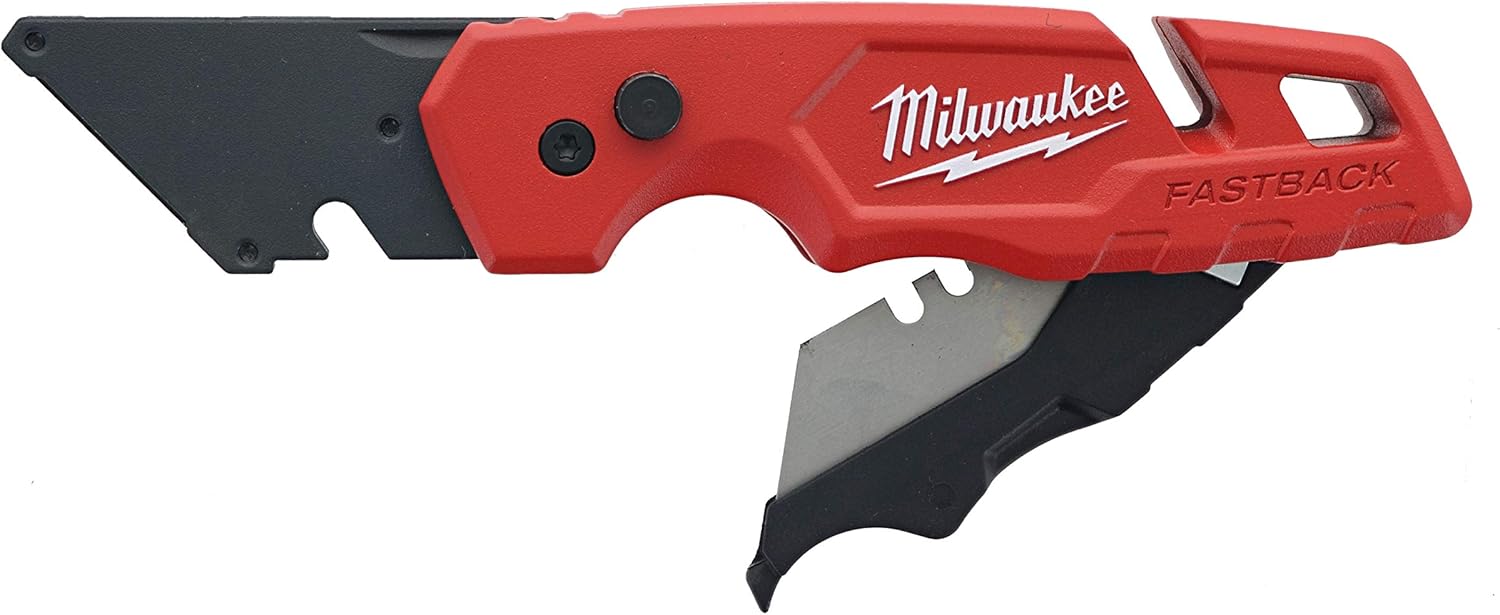 Milwaukee 48-22-1502 Fastback Folding Utility Knife with 5 Blade Storage, Wire Stripping Compartment, and Gut Hook - - 
