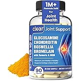 Glucosamine Sulfate 1500mg Chondroitin & MSM Joint Support - 8-in-1 Formula with Turmeric & Boswellia - Easy-to-Swallow Capsules, Gentle on Stomach for Back, Knee & Hip Support - 90 Capsules