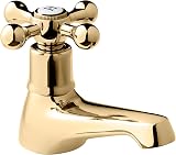 Deva Tudor Gold Bath Taps Victorian Brass Cross Lever Hot Cold Bathroom Pair view 2