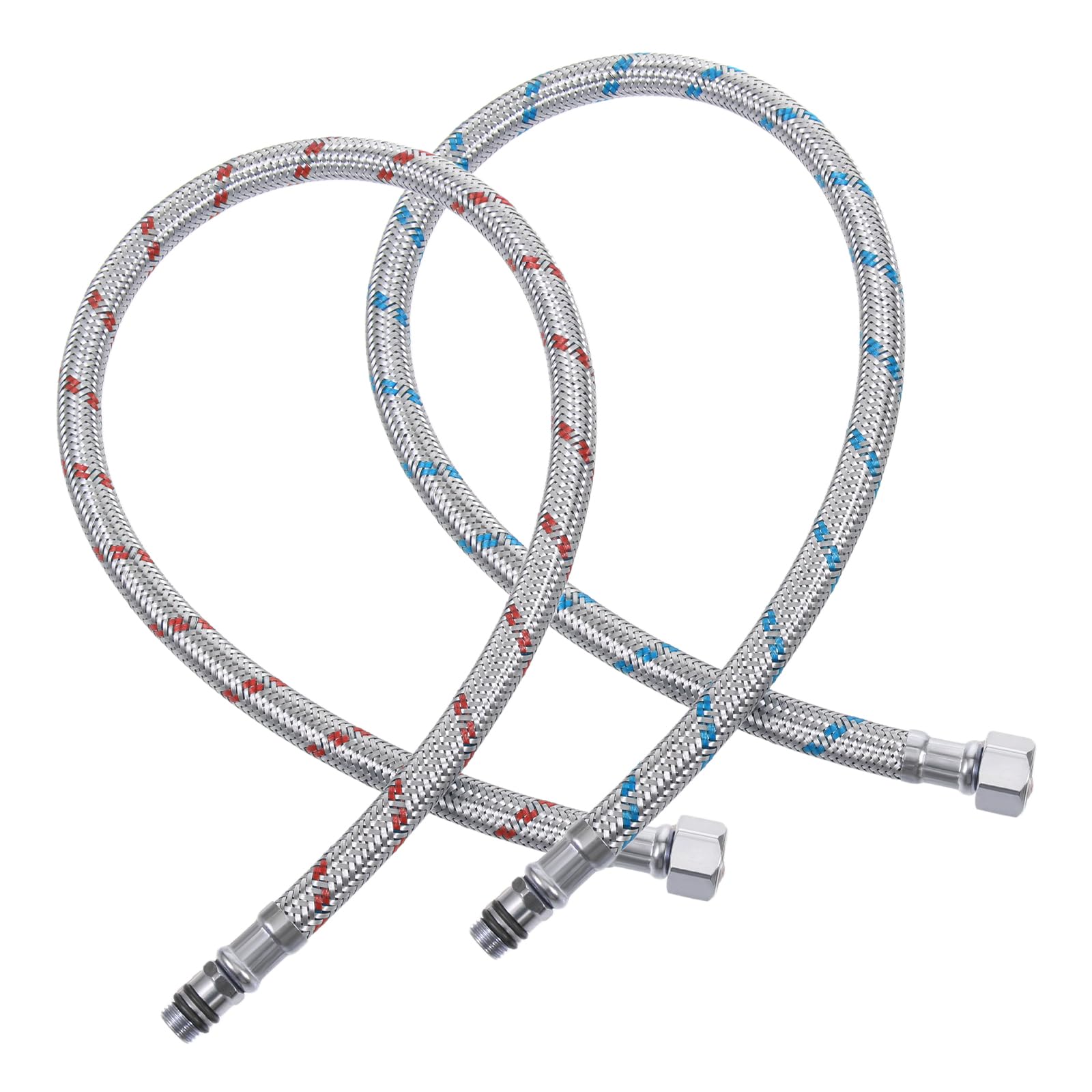 Photo 1 of 2 PCS Faucet Hose, 24 Inch Faucet Supply Lines Bathroom Kitchen Faucets Lines Braided Stainless Steel Supply Hose for Hot and Cold Water Supply?3/8-Inch Female Compression Thread X M10 Male Connector?