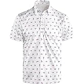 Funny Print Golf Shirts for Men Lightweight Dry-Fit Hawaiian Style Casual Polo with Stretch Fabric for Outdoor & Sports