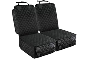 PETICON Front Seat Cover 2 Pack, Full Protection Dog Car Seat Cover with Side Flaps, Nonslip Scratchproof Captain Chair Seat Cover Fits for Cars, Trucks, SUVs, Jeep, Black
