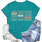 NEWKA Book Shirts for Women Read More Books T-Shirt Reading Tee Teacher Tops