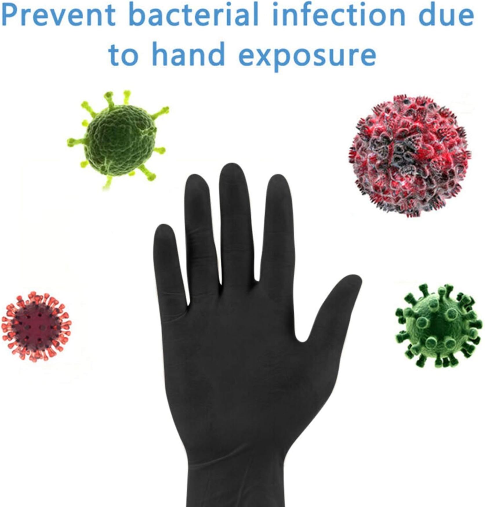 WAFamily 100PCS Disposable Gloves Nitrile Latex-Free black Gloves, Powder-Free Glove for Cleaning, Industrial, Food Handling or Medical applications Public services Used to contact objects (S)