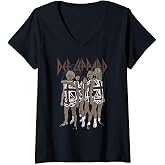 Womens Def Leppard - Union Jack V-Neck T-Shirt