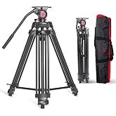 Miliboo MTT601II-AL Camera Tripod Fluid Head Tripod, Aluminum, Basic | Load 22 lbs,75mm Bowl Diameter,33.1-76.4 inches,Center Spreader Includes
