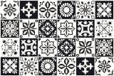 WALPLUS Black Tile Stickers 24pcs 15x15cm Self Adhesive Wall Tiles view 2