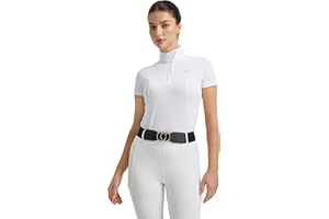 FitsT4 Sports Womens Short Sleeve Equestrian Show Shirts UPF50 Horse Riding Performance Shirt Rider Top