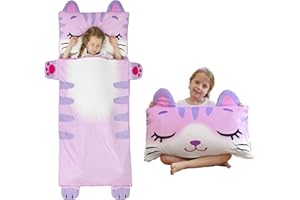 Rabtero Kids Sleeping Bag, Toddlers Nap Mat, Girls Sleeping Mat for Daycare Preschool, Slumber Bag, Pillow, Blanket 3 in 1