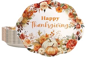 Fancy Land 50 Pcs Thanksgiving Oval Paper Plates 10 x 12 Inches Disposable Dinner Platters Heavy Duty Dinnerware Autumn Fall Party Supplies Decor