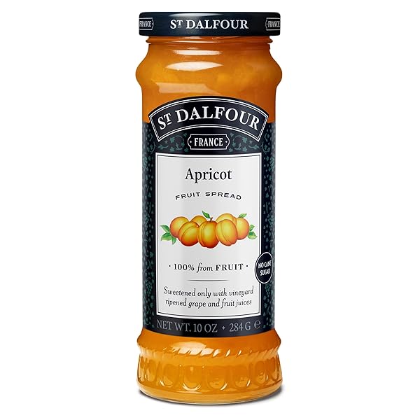 ST. DALFOUR APRICOT FRUIT SPREAD – 10OZ – 100% FROM FRUIT, NO ARTIFICIAL INGREDIENTS, NON-GMO, NO CANE SUGARS, ALL NATURAL, MADE IN FRANCE