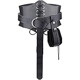Ayliss 3PCS Renaissance Belt Set Pouch Coin Purse Faux Leather Corset Waist Belt Medieval Festival Accessories Costume