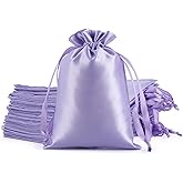 Tapleap Purple Satin Bags with Drawstring, 30Pcs 4x6 Small Gift Bags, For Wedding, Birthday, or Halloween Party Favors, Jewelry, Souvenir, Shot Glasses, Bridesmaids