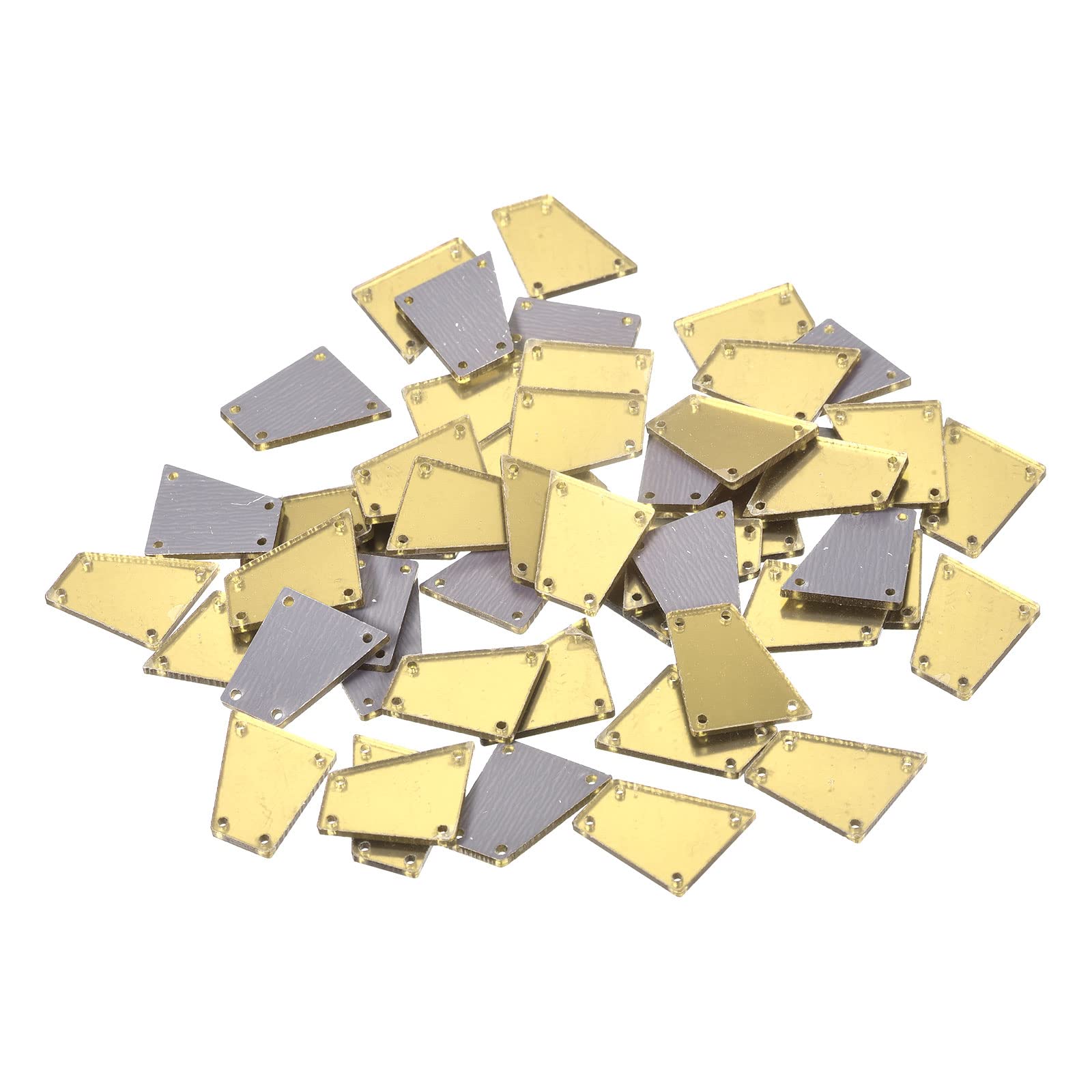 Photo 1 of MECCANIXITY 50pcs Sew on Acrylic Irregular Mirror Piece Flat Back DIY Mirrored Rhinestones Mirror Beads for Evening Dresses Cloth Garment Gold 19x17mm