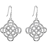 FANZE 925 Sterling Silver Good Luck Irish Celtic Knot Dangle Earrings for Women