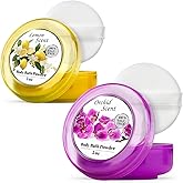 R-NEU Body Powder for Women with Powder Puff, 100% Talc-Free, Luminous Lemon Scented Dusting Powder, After Bath for Soft Skin, Extra Large, (2 Pack, 5oz Each)