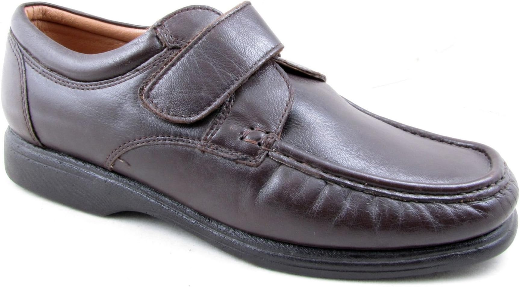 Luca Mancini Mens Soft Leather Wide Fit Moccasin Touch Fastening Formal Shoes Size 6-12