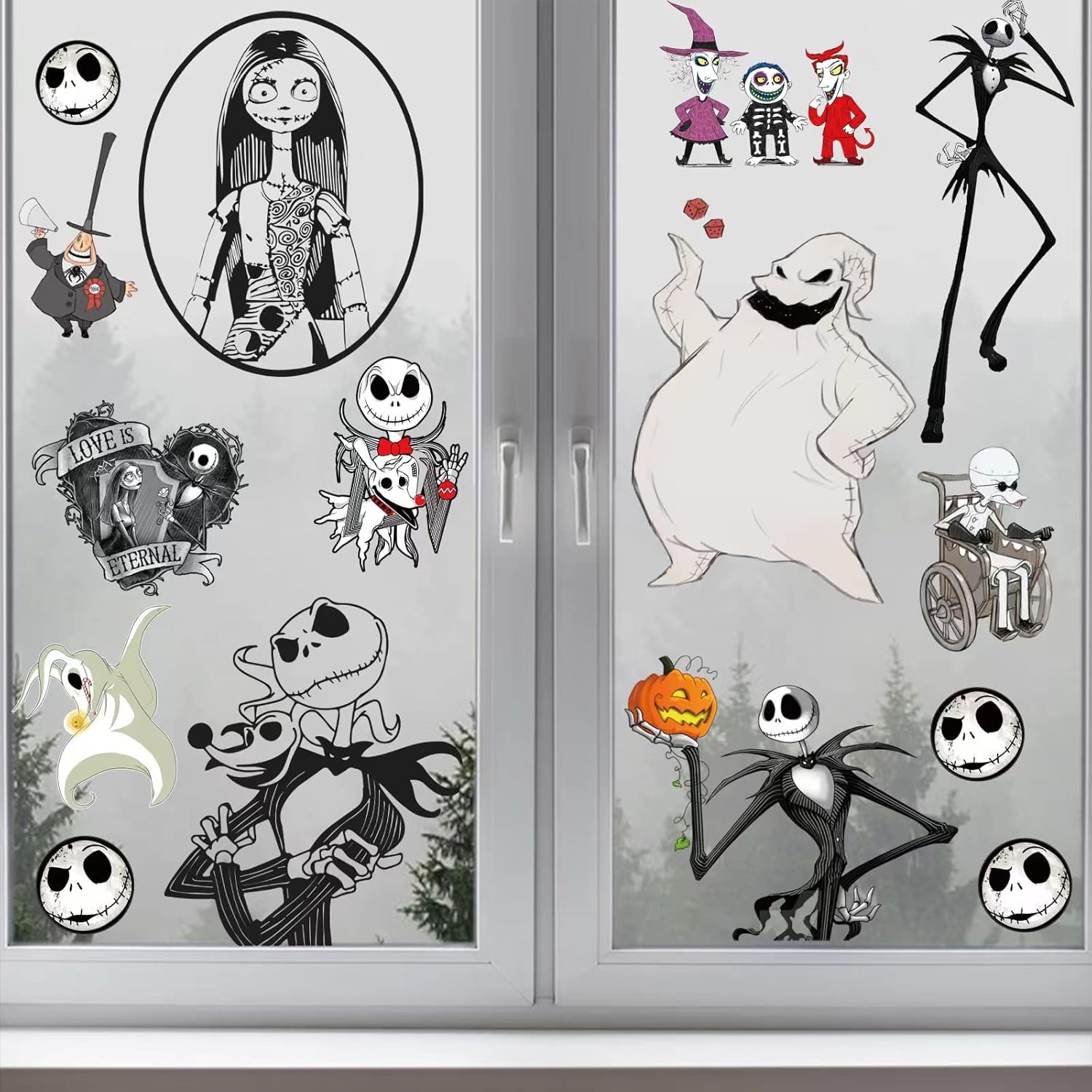 Window Treatments - Cartoon Window Clings Decals,Party Removable Stickers for Glass Windows,Birthday Party Supplies Holiday Home Decorations (Night Before Christmas(9 Sheets))