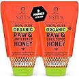 Nature Nate's 100% Pure USDA Organic Raw & Unfiltered Honey, Two 14 oz. No-Drip Sustainable Squeeze Pouches; Purity Guarantee, No Additives