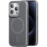 CASEOKO for iPhone 15 Pro Max Case [Compatible with MagSafe] Double-Layer Honeycomb Heat Dissipation, Breathable and Shockproof Protective case (Gray,iPhone 15 Pro Max)