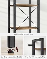 VASAGLE 6-Tier Bookshelf 30x40x187.5 cm Wheat Brown Ink Black LLS101B48 view 5