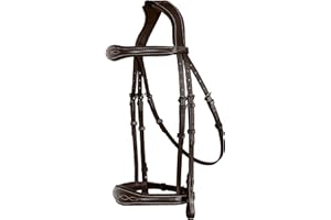 Exion Hunter Anatomic English Bridle for Horses with Rubber Reins | Premium Vegetable-Tanned Leather | Fancy Stitch Raised Pa