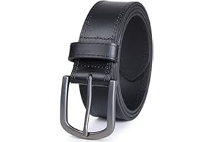 DENGFENGZHE Men's Full Grain Leather Belt for Everyday Casual Jeans, 1.5" Handmade Men Leather Belts with Gift Box