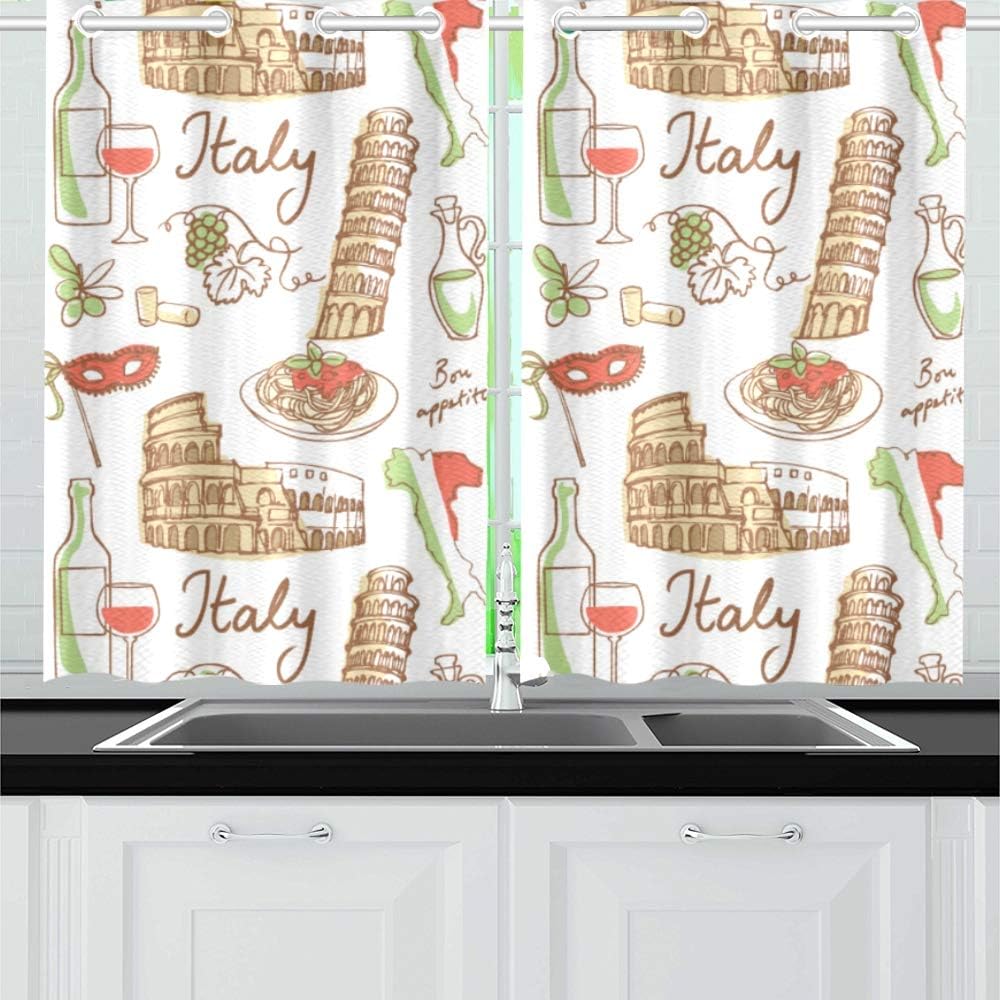 Cortinas de ventana Sala Italia Símbolo Señales Torre inclinada