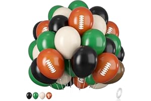 BIAPIAN Football Balloons 12inch Football Party Balloons Dark Green Black Beige Balloons Football Printed Balloons For Boys Game Sports Birthday Party Football Themed Decorations