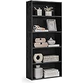 VASAGLE CUSTOS Collection - Bookshelf, 5-Tier Bookcase, Book Shelf, Open Storage Shelf, 9.4 x 23.6 x 52.8 Inches, for Living Room, Home Office, Dinning Room, Ebony Black ULBC165T56
