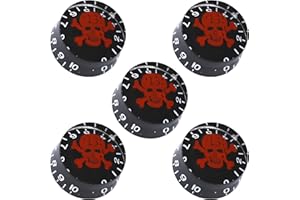 Yootones 5Pack Skull Head Guitar Speed Control Knobs Tone Volume Buttons Compatible with LP Les Paul SG Electric Guitar Bass (Red Skull)