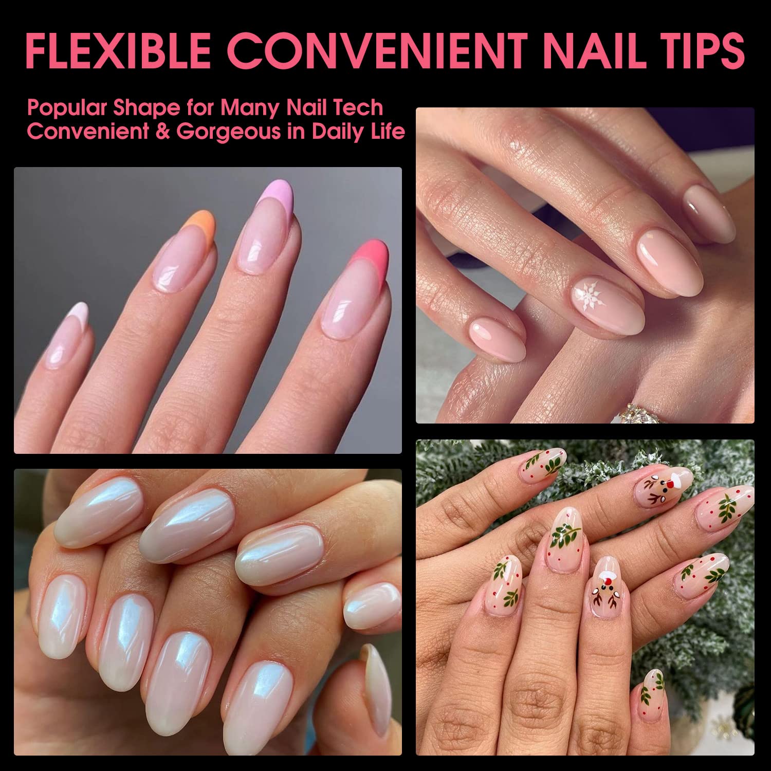 BORNBYME Short Almond Soft Gel Nail Tips, 120PCS Pre Buff Full Cover Shaped Nail Extenison Tips Half Matte Gel X Nail Tips Acrylic False Nail Tips - Image 3