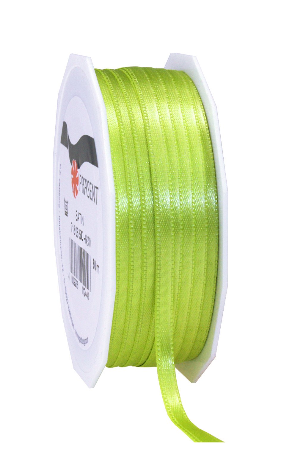 PRÄSENT C.E. Pattberg SATIN light green gift ribbon, 55 yards for Wrapping Gifts, 0.24 inches width, Ribbon for Decorating & Crafting, Decorative Ribbon for Gifts, for every occasion