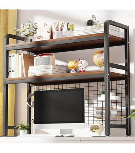 SUZEPER Adjustable Desk Hutch Dorm,Computer Desktop Bookshelf With Pegboard,Metal Storage Display Rack Desk Organizer For Home Office(31.5" Wx11.8 Dx32.2, White 1 Tier - View #6