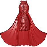 GRACE KARIN Girls Halter Neck Sequin Dress 6-14Y Kids Fancy Formal Party Christmas Sparkly Pageant Birthday Dresses