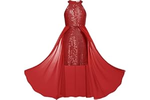 GRACE KARIN Girls Halter Neck Sequin Dress 6-14Y Kids Fancy Formal Party Christmas Sparkly Pageant Birthday Dresses