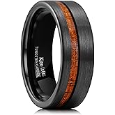King Will Nature Tungsten Carbide Wedding Band 7mm Silver/Black Tungsten Ring with Wood Inlay Comfort Fit