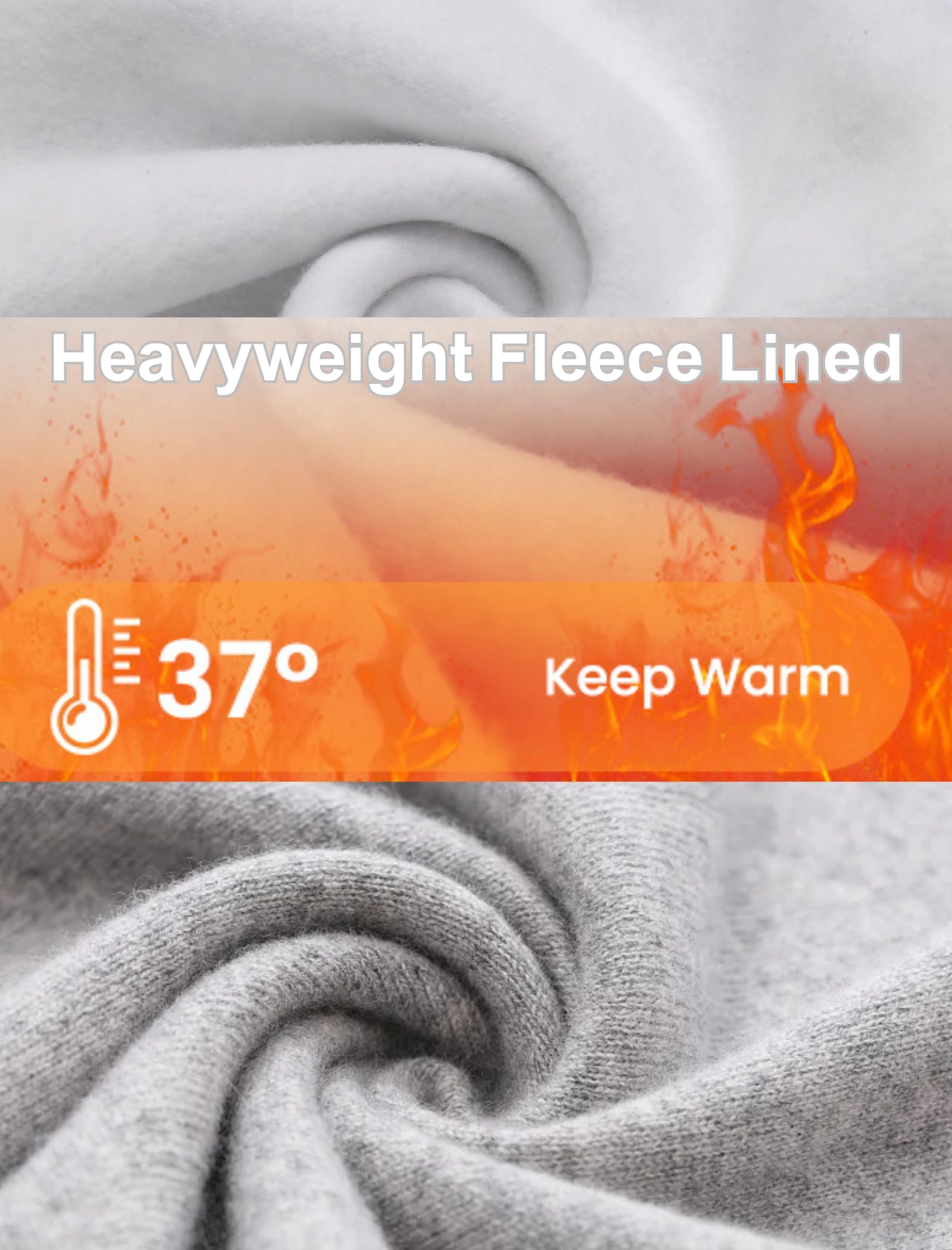 PINSPARK Men's Sweatpants with Zipper Pockets Sweat Pants for Mens Fleece Joggers Pants Baggy Thick Black Joggers for Men