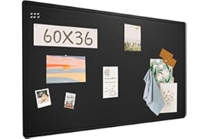 LIGHTOMORROW Large Bulletin Board - 60 x 36 Inches, Decorative Felt Pin Board for Wall - 5' x 3' Foldable Photo Display Board with Self-Adhesive Tape, Includes 20 Push Pins - Black