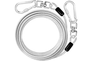 jenico Dog Tie Out Cable: 15 ft Dog Lead for Yard - Heavy Duty Chain Leash Outside for Small Large Dogs Up to 500 lbs - Outdoor Dog Runner Tether