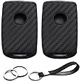 INFIPAR 2pcs Compatible with Mazda 3 6 3 Sport CX-3 CX-5 CX-9 CX-30 CX-50 CX-90 MX-5 Miata MX-30 EV Carbon Fiber Looks Black Key Fob Cover Case Key Chain Protector Keyless Remote Holder