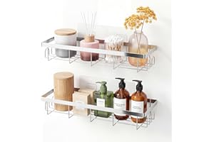 JAQ Shower Caddy 2 Pack, Adhesive Bathroom Shelf Organizer No Drilling Wall Mounted Storage Rack for Inside Shower, Rust-Resi
